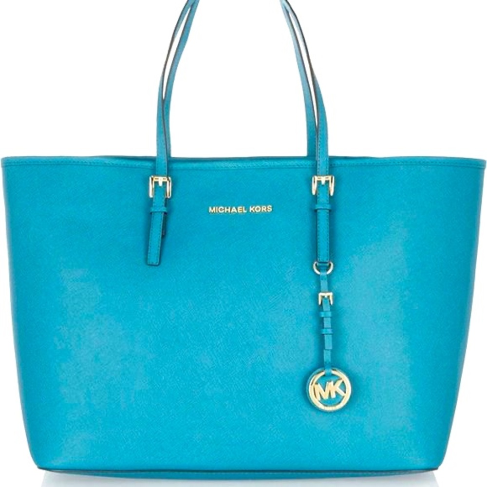 Free Ship! Micheal Kors Teal Rare Jet Setter Tote